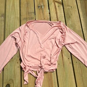 Pink Off-Shoulder Wrap Top